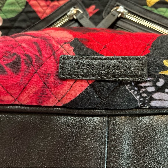 VERA BRADLEY HAVANA ROSE VIVIAN RETIRED BLACK W/ BRIGHT ROSES HOBO SHOULDER BAG - Picture 7 of 8